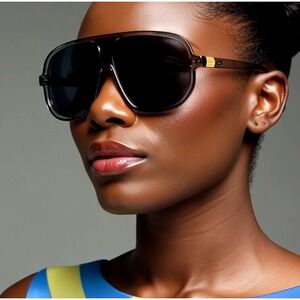 Oversized Style Sunglasses Flat Top Square Unisex‎ Modern Fashion UV400 Gray New